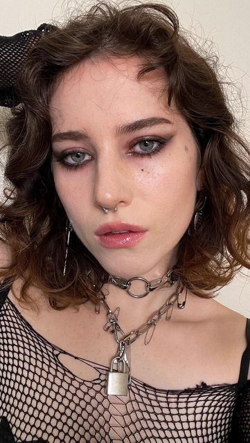 Low Key Goth Outfits, Soft Goth Makeup Grunge, Soft Goth Makeup, Matte Setting Spray, Eye Tint, Rock Makeup, Under Eye Makeup, Nose Makeup, Medium Shag Haircuts