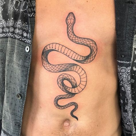 big black and grey snake tattoo on man's chest, stomach and sternum Tatts Ideas, Snake Art, Snake Tattoo, Black Ink Tattoos, Rib Tattoo, American Traditional, Blackwork Tattoo, Cape Town, Infinity Tattoo