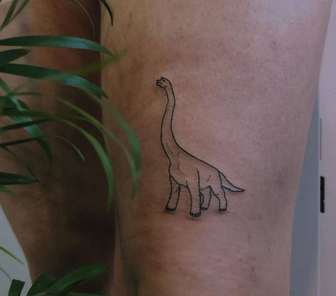 brontosaurus Bronchiosaur Tattoo, Long Neck Dinosaur Tattoo, Diplodocus Tattoo, T Rex Tattoo Design, Brontosaurus Tattoo, Brachiosaurus Tattoo, Community Tattoo, Dino Tattoo, Long Neck Dinosaur