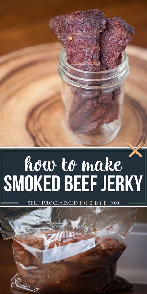 Smoked Beef Jerky Pellet Grill, Diy Jerky, Smoker Jerky Recipes, Beef Jerky Marinade, Jerkey Recipes, Deer Jerky, Protein Filled Snacks, Smoked Jerky, Jerky Marinade