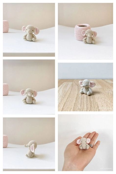 Amigurumi Tiny Elephant Free Pattern-2 10 Crochet Elephant Pattern Free, Crochet Elephant Pattern, Crochet Dreams, Crochet Butterfly Pattern, Elephant Applique, Applique Tutorial, Easy Crochet Animals, Crochet Animal Amigurumi, Tiny Elephant