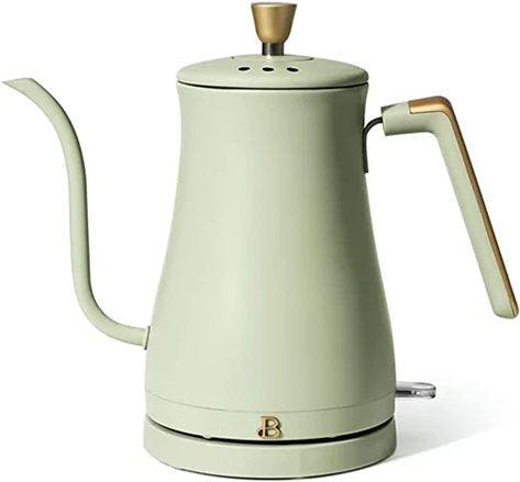 Amazon.com: Beautiful 1L Electric Gooseneck Kettle, by Drew Barrymore (Sage Green): Home & Kitchen Electric Kettle Aesthetic, Tea Kettle Electric, Housewarming Registry, Beautiful Kitchenware, Iced Tea Maker, Gooseneck Kettle, Electric Tea Kettle, Tea Kettles, White Icing