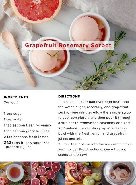 Unique Sorbet Flavors, Grapefruit Sorbet Recipe, Grapefruit Sorbet, Etiquette Dinner, Vegan Sorbet, Mediterranean Desserts, Grapefruit Recipes, Life Made Simple, Sorbet Recipes