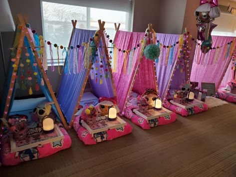 Themes - Dream Bright Events Lol Surprise Dolls Bedroom Ideas, Lol Sleepover Party Ideas, Lol Surprise Spa Party, Slumber Party Theme, Spa Sleepover Party, Aaliyah Birthday, Party Rental Ideas, Sleepover Birthday Party, Dream Bright