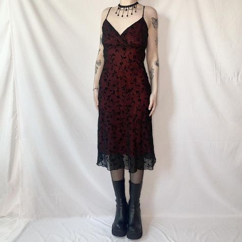 vintage 90’s vampy mesh dress

vintage 90’s romantic... - Depop Red Dress Black Overlay, 90s Vampy Outfits, 90s Homecoming Dresses, Vintage Slip Dress Outfit, 90s Mesh Dress, Vampy Outfit, 90s Midi Dress, Vamp Dress, Plus Size Dresses Formal