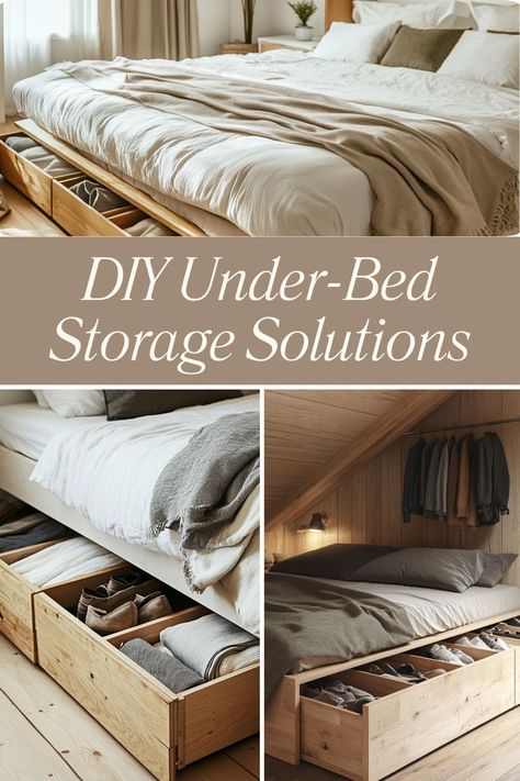 Maximize your space with DIY under-bed storage solutions! Perfect for keeping your home organized and clutter-free. #DIYStorage #SpaceSaving #HomeOrganization Diy Under Bed Storage, Diy Storage Under Bed, Under Bed Storage Ideas, Bed Storage Ideas, Storage Under Bed, Under Bed Organization, Diy Storage Bed, Smaller Homes, Functional Space