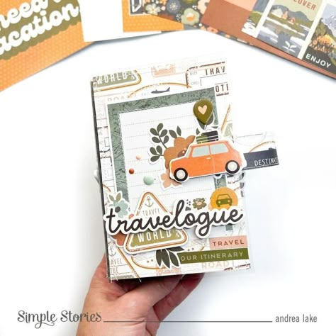 Travelogue Mini Album - Project Idea - Scrapbook.com Travelogue Ideas Layout, Travelogue Design, Travelogue Ideas, Simple Stories Scrapbooking, Hindi Poems For Kids, Scrapbooking Layouts Baby, Travel Art Journal, Bond Paper Design, School Creative