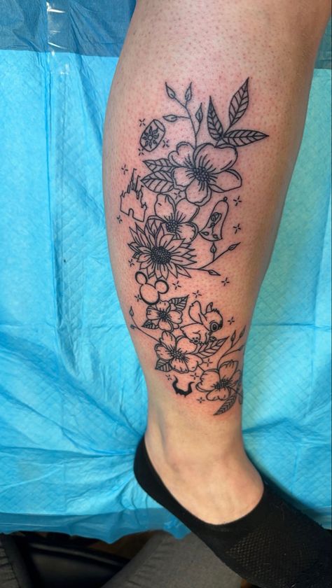 Floral Hidden Disney Tattoo, Disney Princess Sleeve Tattoo, Seven Dwarfs Tattoo, Disney Ankle Tattoo, Floral Disney Tattoo, Disney Flower Tattoo, Disney Floral Tattoo, Disney Half Sleeve Tattoo, Hidden Disney Tattoo