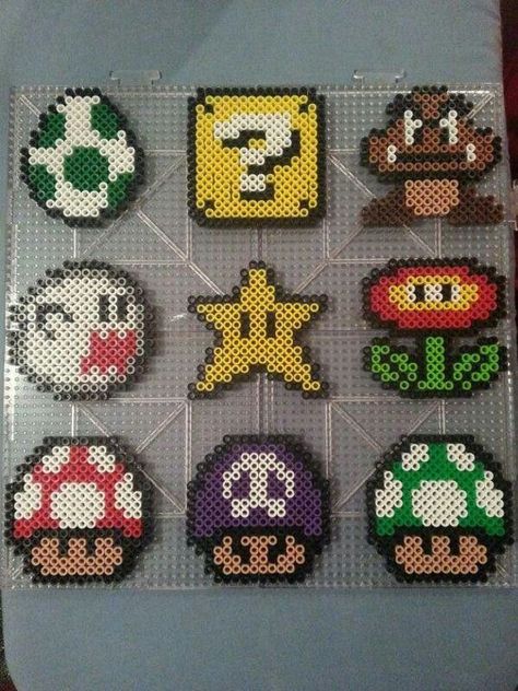 Bead Figures, Hama Beads Mario, Bead Coasters, Perler Beads Ideas, Perler Bead Mario, Hama Art, Hamma Beads Ideas, Melty Bead Patterns, Pearl Beads Pattern