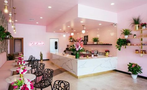 Holy Matcha | Wallpaper* Salon Interior Design Ideas, Beauty Salon Interior Design, Neon Signage, Bakery Decor, Coffee Shops Interior, Beauty Salon Interior, Bakery Design, Salon Interior Design, Coffee Shop Design