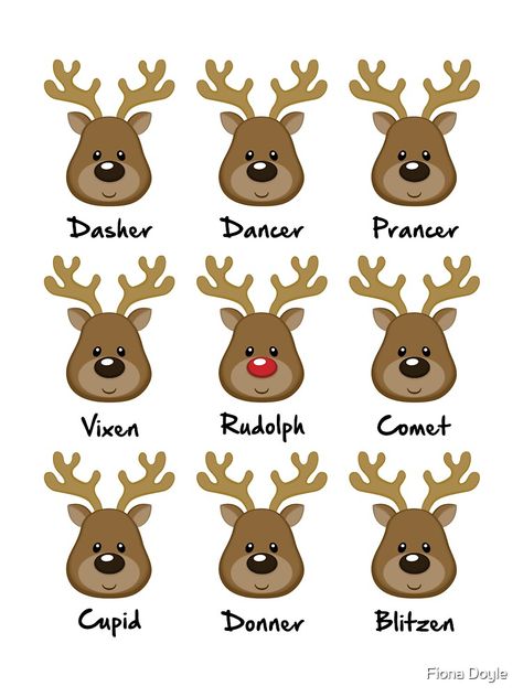 Santa’s Reindeer All Of Santa’s Reindeer, Santas Reindeer Pictures, Santa's Reindeer, Santas Reindeers Names, Santa’s Reindeer Names, Santa Reindeer, Gingerbread Reindeer, Reindeer Drawing, Reindeer Printable