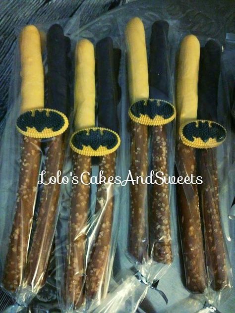 Batman pretzel rods Batman Party, Pretzel Rods, Batman Birthday, 4th Birthday, Batman, Birthday