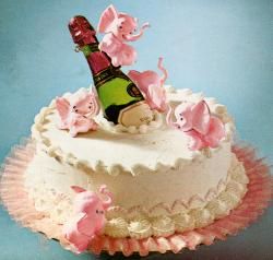 Bottle in cake probably want to use a dessert whine or a nice white wine, or perhaps champagne. Pink Elephant Cake, Elephant Birthday Cakes, Pink Champagne Cake, Cake Snack, Elephant Cake, Champagne Cake, 2 Cake, Elephant Cakes, 21st Birthday Cakes