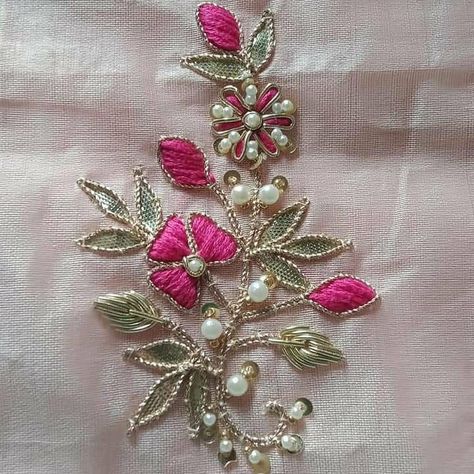 Hand Work Butta Design, Hand Embroidery Butti Designs, Marodi Work Butti, Patch Work Designs Ideas Embroidery, Hand Work Design New Hand Work Designs, Dabka Embroidery Design, Hand Work Butti Design, Jardoshi Work Design Kurti, Buta Design Hand Work