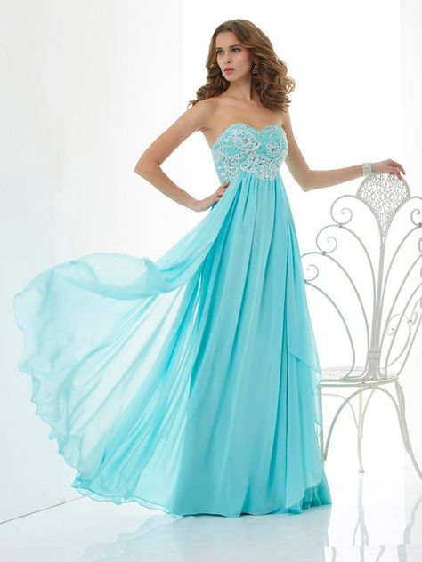 Long Chiffon Dresses, Deb Dresses, Chiffon Dresses, Sweetheart Prom Dress, Chiffon Dress Long, Beaded Chiffon, A Line Prom Dresses, Chiffon Prom Dress, Prom Dresses Blue