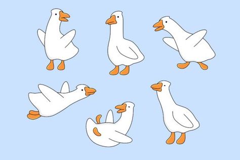 Goose, Geese Set of Illustrations Cute Geese Drawing, Goose Clipart Cute, Flying Goose Illustration, Goose Illustration Cute, Goose Flying Illustration, Free Clip Art, Sticker Sheets, Clip Art