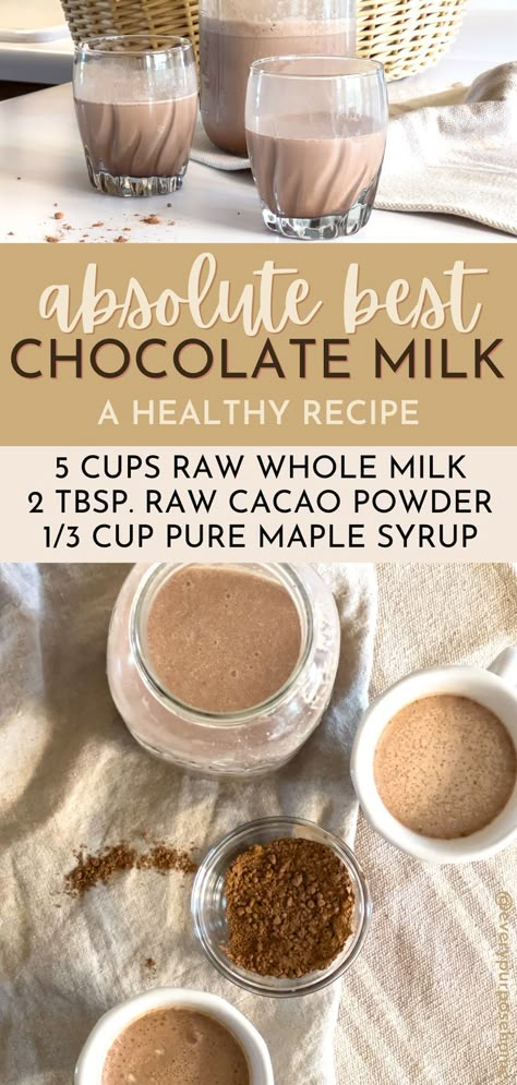 chocolate milk recipe Cacao Chocolate Milk, Raw Chocolate Milk, Powdered Goat Milk Recipes, Diy Chocolate Milk Powder, Healthy Chocolate Milk Recipe, Homemade Chocolate Milk Powder, Sweet Milk Recipe, Chocolate Milk Recipes, Milk Powder Recipes