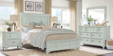 Coastal Bedroom Sets King Size Bedroom Furniture Sets, Moulding Detail, Rooms To Go Furniture, Coastal Bedroom Furniture, Queen Sized Bedroom Sets, King Size Bedroom Sets, Fresh Aesthetic, Queen Sized Bedroom, Panel Bedroom