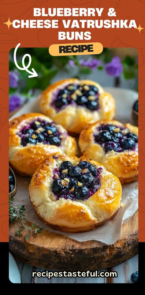 These soft and pillowy Ukrainian buns are filled with a creamy cheese filling, sweet blueberry preserves, and topped with a buttery streusel. Perfect for a special breakfast, brunch, or dessert! These vatrushka buns will fill your home with a warm, comforting aroma. Enjoy them with a cup of tea or coffee for an unforgettable treat! #BlueberryBuns #Vatrushka #CheeseBuns #UkrainianBuns #BreakfastBuns #DessertBuns #HomemadeBuns Blueberry Cream Sweet Buns, Vatrushka Buns, Vatrushka Recipe, Ukrainian Desserts, Blueberry Preserves, Healthy Dessert Options, Homemade Buns, Cheese Buns, Special Breakfast