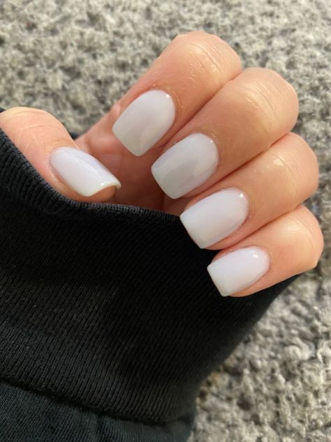 Dip powder #A303 White Dip Powder Nails Short Design, Shirt Dip Powder Nails, Cream Dip Powder Nails, Off White Dip Nails, Dip Powder White Nails, Dip Powder Square Nails, Dip Powder Nails Milky White, Short Square Sns Nails, Square Nails Dip Powder