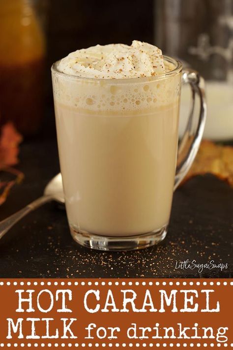 Hot Milk Drink, Steamed Milk Recipe, Sugary Desserts, Milk Ideas, Warm Drinks Recipes, Bonfire Night Food, Caramel Drinks, Bourbon Caramel, Bourbon Caramels