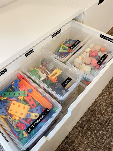 No-Fail System for Organizing Toys Organizing Play Kitchen, Declutter Toys Organizing Ideas, Lego Storage Solutions, Organizing Toys, Ikea Toys, Toddler Organization, Closet Clutter, Ikea Kids, Storage Kids Room