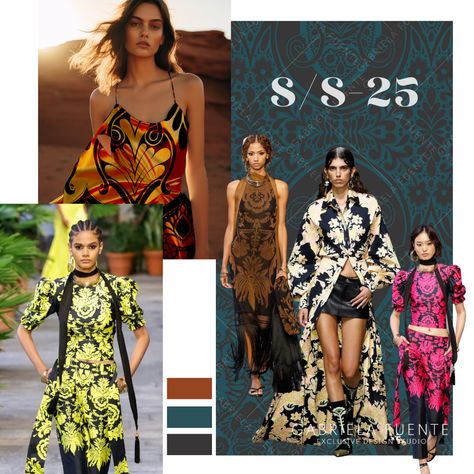 Textile Print Trends 2024, 2025 Pattern Trends, Ss25 Trend Forecast, Print Trend Ss25, Ss25 Fashion Trends, Ss25 Trends, Chic Autumn Outfits, Trend 2025, Fashion Trending Moodboard