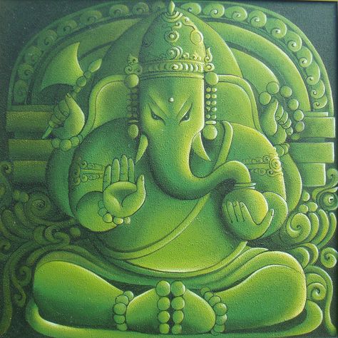 Lord Ganesha Green Ganesha, Additive Color, God Pics, Growing Grass, Ganesh Ji, Ganesha Art, Hindu Mythology, Ganesh Chaturthi, Durga Goddess