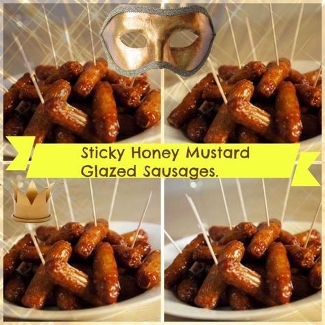 Sticky Honey Mustard Glazed Sausages #Sticky #Honey #Mustard #Glazed #Sausages Smoked Sausage Stackers With Honey Mustard Sauce, Glazed Sausages, Pork Sausage Meatballs, Sticky Sausages, Baked Omelette, Honey Cocktail, Roasted Shallots, Honey Mustard Glaze, Honey Mustard Sauce