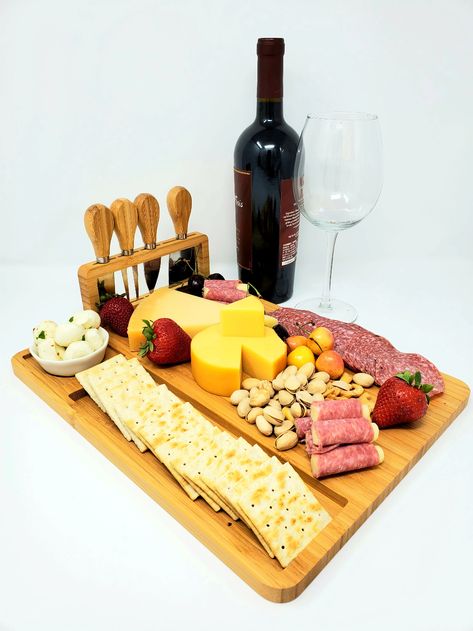 Buy Charcuterie Cheese Board / Appetizer Board and Knives Set at Walmart.com Appetizer Fruit, Appetizer Board, Charcuterie Cheese Board, Smoked Gouda Cheese, Cheese Plates, Extra Sharp Cheddar, Summer Party Themes, Cheese Board Set, Charcuterie Cheese