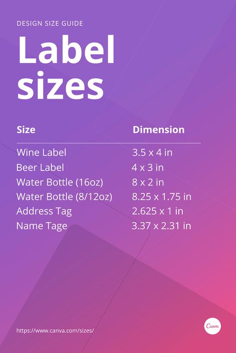 Even without design experience or the help of a designer, you design a label you’ll love. With the right dimensions, content, and look, you’ll be able to impress people more than you think. Learn more about label sizes with our design size guide. Logo Size Guide, Canva Labels, Personal Things, Color Design Inspiration, Design Basics, Design Theory, Learning Graphic Design, Web Design Tips, Graphic Design Tools