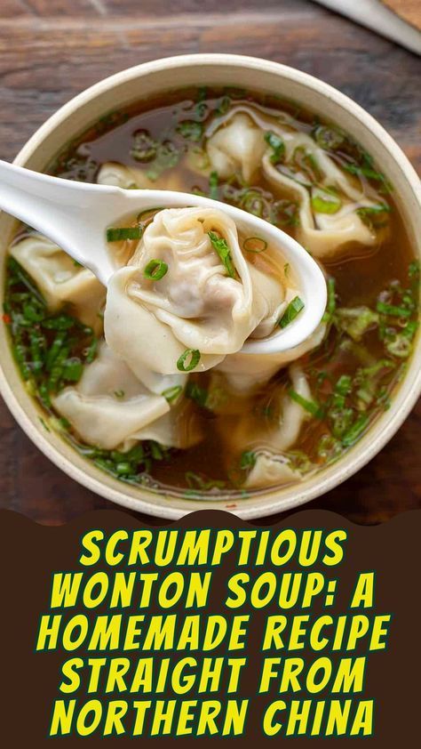 Wonton Soup is a seasoned chicken broth-based soup that is filled with boiled homemade pork wontons. Nothing beats the comforting warmth of a steaming bowl of this soup, and you can skip the take-out and make it at home! Soup Wontons Homemade, How To Make Wontons For Soup, Wonton Soup Recipe Pork, Simple Wonton Soup Recipe, Wonton Soup With Vegetables, Healthy Wonton Soup, Authentic Wonton Soup Recipe, Wonton Dumpling Soup, Wonton Recipes Soup