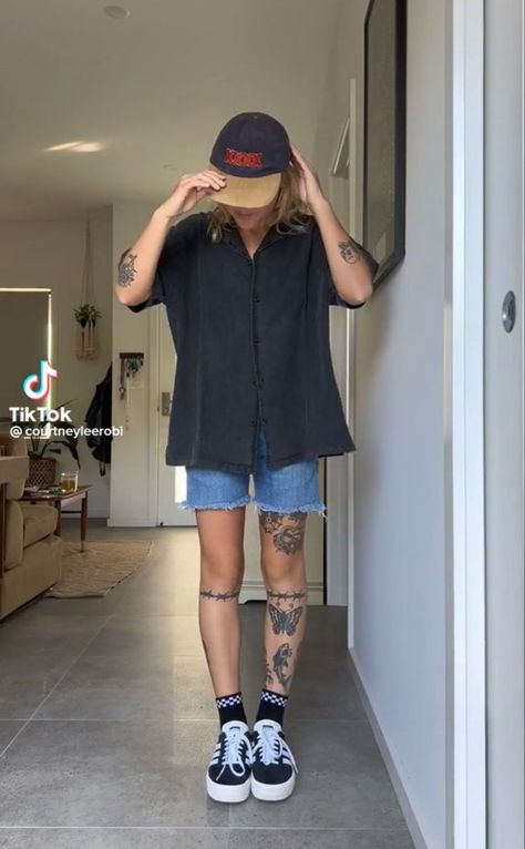 Masc Summer Outfits, Matching Tats, Traditional Tattoo Designs, Masc Outfits, Summer Outfits 2024, Versatile Clothing, Queer Fashion, Tomboy Outfits, Tomboy Style Outfits