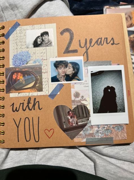 Scrap Booking For Boyfriend, Scrapbook Cover Anniversary, Adventure Book Ideas For Boyfriend, 2 Year Book For Boyfriend, 365 Days Scrapbook, One Year Scrapbook Ideas Boyfriend Cover, Scrapbook Title Page Ideas Boyfriend, Black Scrapbook Ideas Aesthetic For Boyfriend, Couple Scrapbook Aesthetic