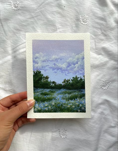 Landscape painting, flower painting, acrylic painting, Simple Gouache Landscape, Gouache Illustrations Landscape, Gouache Landscape Painting, Gouache Landscape, Sky Landscape Painting, Lilac Sky, Painting Series, Acrylic Landscape, Gouache Illustrations