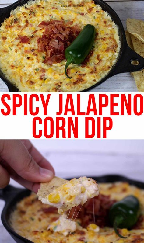 Corn Jalepeno Dip, Best Corn Dip, Cheese Jalapeno Dip, Jalapeno Corn Dip, Hot Corn Dip, Cream Cheese Corn, Healthy Finger Foods, Toasted Ravioli, Bacon Dip