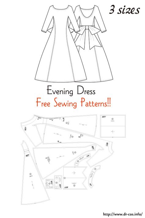 Dress Templates Sewing, Princess Gown Sewing Pattern, Sewing Templates For Clothes, Cosplay Sewing Patterns Free, Witch Dress Pattern, Princess Seam Dress Pattern Free, Princess And The Pauper Dress Pattern, Free Dress Sewing Patterns, Angel Gown Sewing Pattern Free