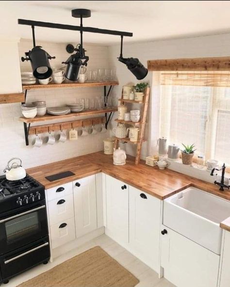 Kitchen Storage Space, Small Kitchen Decor, Ladder Shelf, Kitchen Inspiration Design, Kitchen Trends, Tiny Kitchen, Kitchen Remodel Idea, Kitchen Style, Country Kitchen