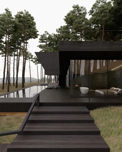 Dark Modern, Dark House, Dream House Rooms, Forest House, Dream Apartment, Dream House Interior, Dream House Exterior, Build Your Dream Home, Dream House Decor