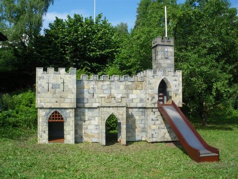 Main View The Swiss Childrens Play Castle Swiss Castle, Castle Playhouse Plans, Outdoor Playhouse Plans, Kids Playhouse Plans, Playhouse Indoor, Castle Playhouse, Kids Indoor Playhouse, Kids Playhouse Outdoors, Cat Playground Outdoor