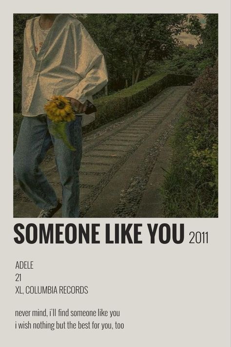 Adele Poster Vintage, Someone Like You Adele, Adele Poster, Music Polaroid, Adele Music, Minimalist Polaroid Poster, Song Posters, Adele Songs, Minimalist Music