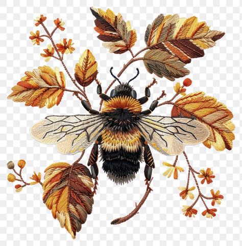 Bee Fabric, Bee Embroidery, Art Embroidery, Bee Art, Autumn Nature, Embroidery Fabric, Honey Bee, Fabric Art, Free Image