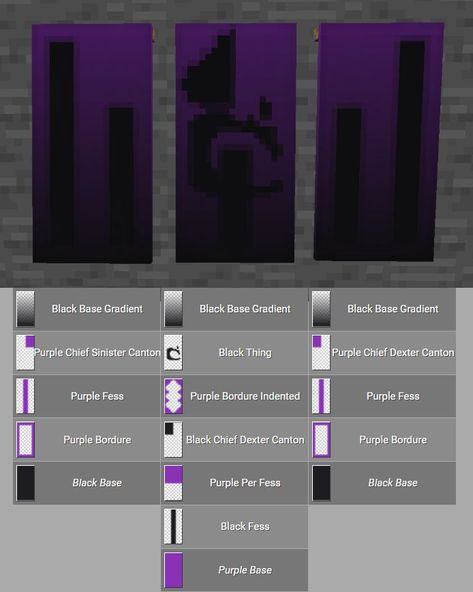 Ender Dragon Banner Minecraft, End Banner Minecraft, Elytra Design Minecraft, Minecraft Dragon Banner Designs, Warden Banner Minecraft, Minecraft Dragon Skeleton Build, Minecraft Fantasy Banner Designs, Banner Design Ideas Minecraft, Minecraft Bedrock Banners