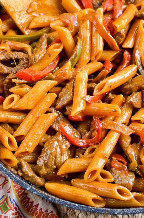 Beef Fajita Pasta, Best Fajita Recipe, Fajita Pasta Recipe, Best Steak Fajitas, Slimmingworld Recipes, Easy Fajita Recipe, Beef Fajita Recipe, Vegetarian Fajitas, Big Kahuna Burger