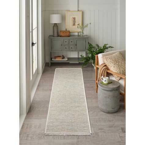 allen + roth with STAINMASTER Azure Blaze 2 X 8 (ft) Multicolor Indoor/Outdoor Solid Bohemian/Eclectic Runner Rug Lowes.com Front Door Runner, Jute Rug Runner, Jute Runner, Allen Roth, Bohemian Eclectic, Indoor Outdoor Rug, Natural Jute, Machine Washable Rugs, Indoor Outdoor Rugs