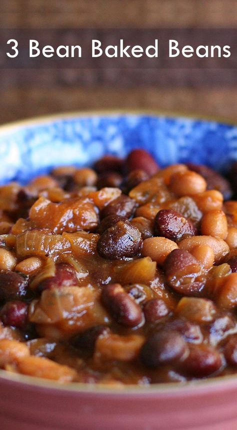 Three Bean Baked Beans 3 Bean Baked Beans Recipe, Three Bean Baked Beans, Simple Baked Beans Recipe, Recipes With Kidney Beans, Easy Baked Beans, Baked Beans With Bacon, Baked Beans Recipe, Boston Baked Beans, Grandma's Recipes