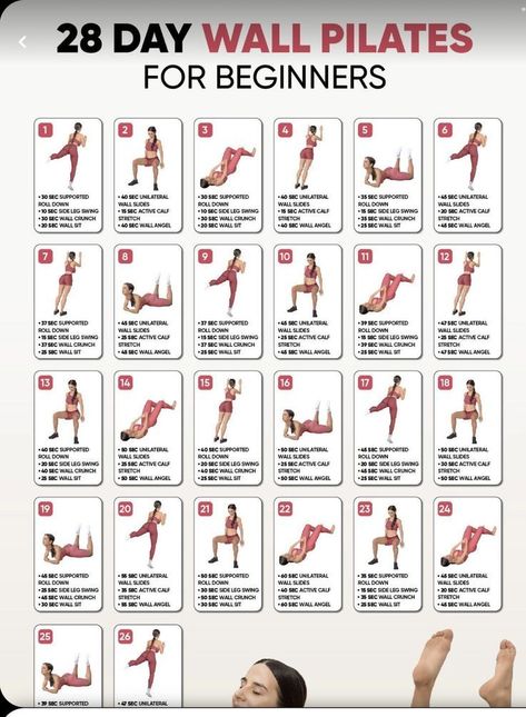 The 28-Day Wall Pilates Revolution: Reinvent Your Body Pregnant Yoga, Beginner Pilates, Wall Yoga, Pilates Workout Plan, Wall Pilates, Pilates Workout Routine, Pilates Challenge, Personalized Workout Plan, Wall Workout