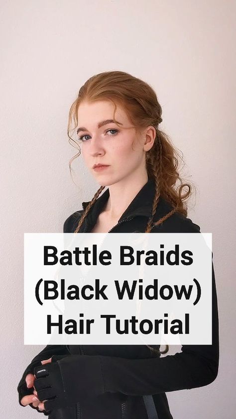 Ryan Terhune auf Instagram: "These are super easy and only take about 10 minutes! #blackwidow #blackwidowhair #natasharomanoff #marvel #avengers #florencepugh #yelena #yelenabelova #battlebraids #warriorhair #badasshair #coolhair #hairtutorial #easyhairstyles" Witchy Hair, Yelena Belova, Easy Updos, Black Widow Marvel, Braid Tutorial, Braided Hairstyles Tutorials, Natasha Romanoff, Braids For Long Hair, Black Widow