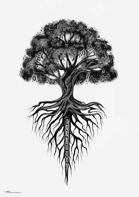 Tree Vector Art, Celtic Tree Tattoos, Yggdrasil Tattoo, Roots Drawing, Tree Roots Tattoo, Tree Tattoo Arm, Roots Tattoo, Best Cover Up Tattoos, Yggdrasil Tree