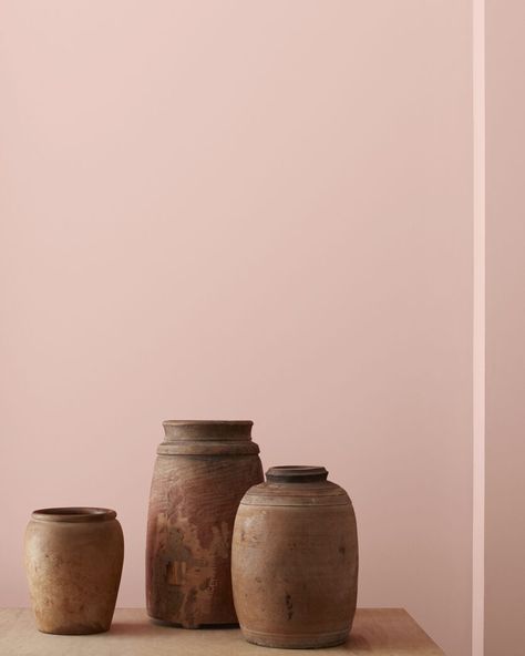 A mid-toned pink that is both earthen and elegant. Pink Toned White Paint, Light Clay Paint Color, Desert Pink Paint, Lime Wash Walls, Bedroom 2022, Studio Vibes, Blush Walls, Solid Stain, Desert Colors